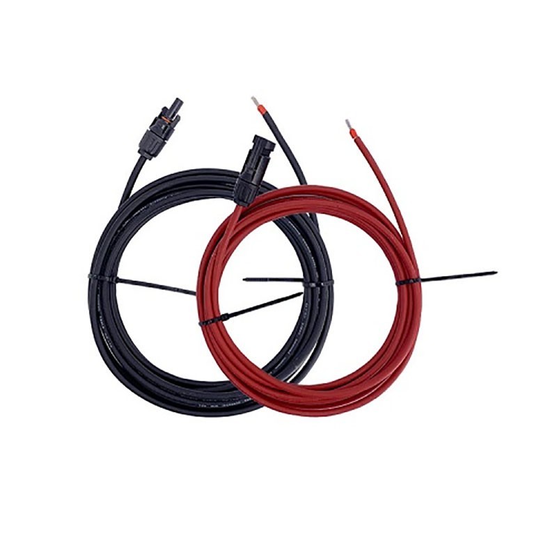 Cable solar 2x5m-4mm² con conector MC4 y terminal eléctrico (negro+rojo)