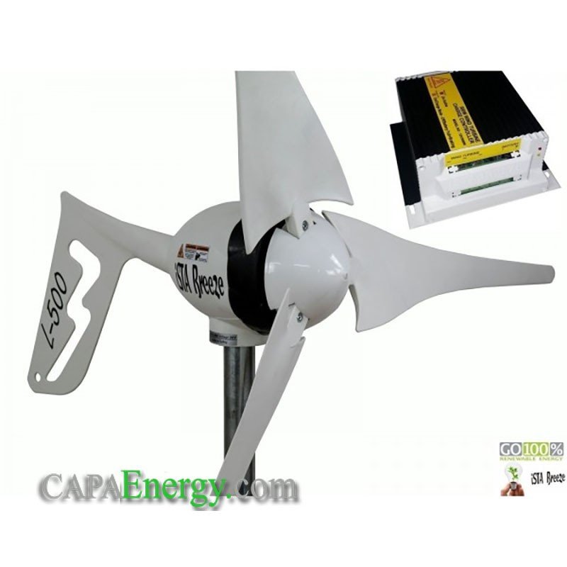 Set éolienne L-500 + contrôleur de charge 24 V / 500 W White Edition